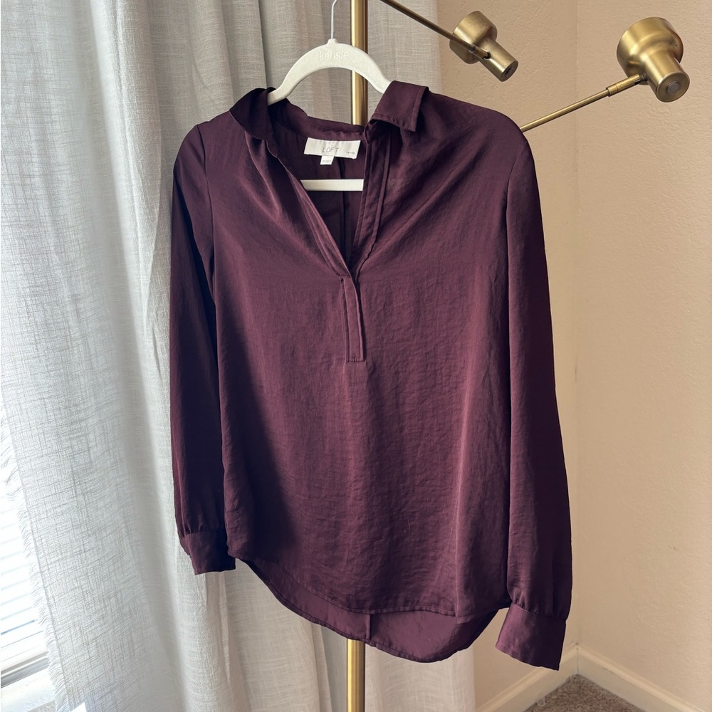 LOFT Deep Burgundy Blouse